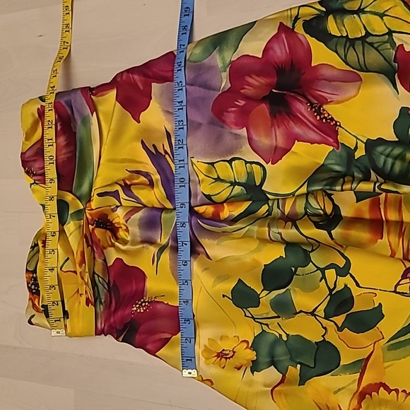 LIKE NEW Y2K Cache 100% Silk Floral Print Balloon Hem Strapless Dress - Picture 4 of 16